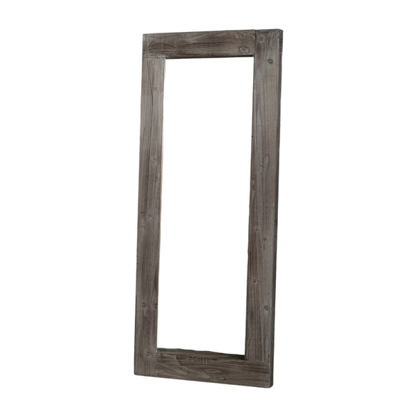 HomeRoots 58" Elegant Solid Wood Freestanding and Wall Mount Accent Mirror for Timeless Home Décor Style Brown 397379