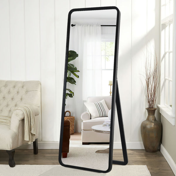 Homeroots Black Wooden Standing Mirror  Glass 397381