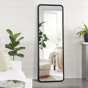 Homeroots Black Wooden Standing Mirror  Glass 397381
