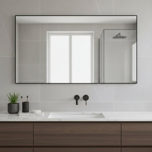 HomeRoots Jumbo Minimal Wall Mirror - Modern Black Frame, Expansive Reflective Surface for Any Room Decor 35.4" x 59.1" 397383