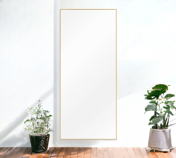 Homeroots 71" Gold Metal Framed Full Length Hanging Mirror  Glass 397384