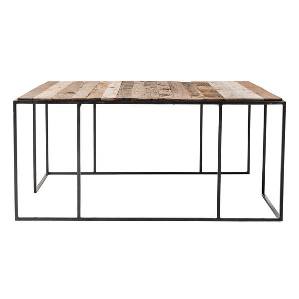 Homeroots Set Of Three 39" Brown And Black Solid Wood And Iron Square Nested Coffee Tables   397387