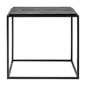 Homeroots Set Of Three 39" Brown And Black Solid Wood And Iron Square Nested Coffee Tables   397387