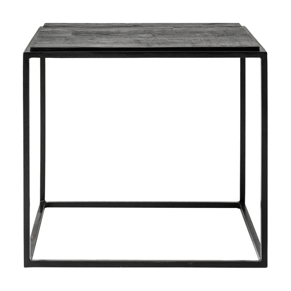 Homeroots Set Of Three 39" Brown And Black Solid Wood And Iron Square Nested Coffee Tables   397387