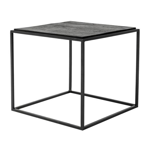Homeroots Set Of Three 39" Brown And Black Solid Wood And Iron Square Nested Coffee Tables   397387