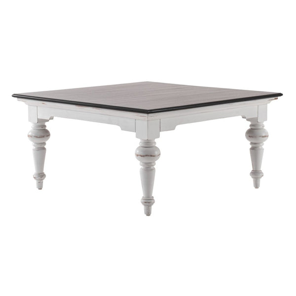 HomeRoots 39" Rustic Distressed Coffee Table - Two-Tone Brown and White Wood, Modern Square Design for Any Space 397394