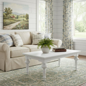 HomeRoots 47" Elegant White Solid Wood Coffee Table – Timeless Design for Modern & Classic Living Spaces 397395