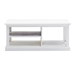 Homeroots 47" White Solid Wood And Solid And Manufactured Wood Coffee Table With Three Shelves   397396