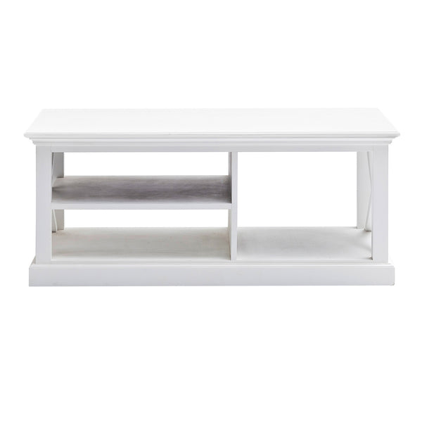 Homeroots 47" White Solid Wood And Solid And Manufactured Wood Coffee Table With Three Shelves   397396