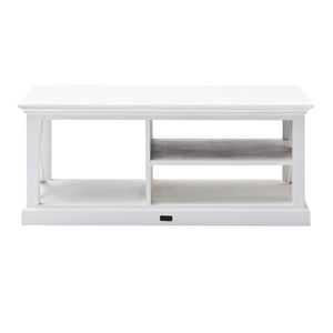 Homeroots 47" White Solid Wood And Solid And Manufactured Wood Coffee Table With Three Shelves   397396