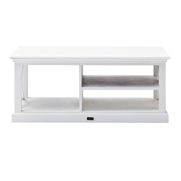 Homeroots 47" White Solid Wood And Solid And Manufactured Wood Coffee Table With Three Shelves   397396