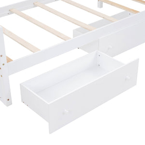 English Elm L-shaped Twin Loft Platform Bed with 7 Drawers Full Guardrails Kids White Pine LT000853AAK