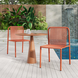 English Elm Christopher Knight Home® - Burgess Weather-Resistant Outdoor Stacking Dining Chair Set of 2 — UV-Proof PE Rattan with Iron Frame Orange 23.75 L x 20.9 W x 19.5 H N776P234186O