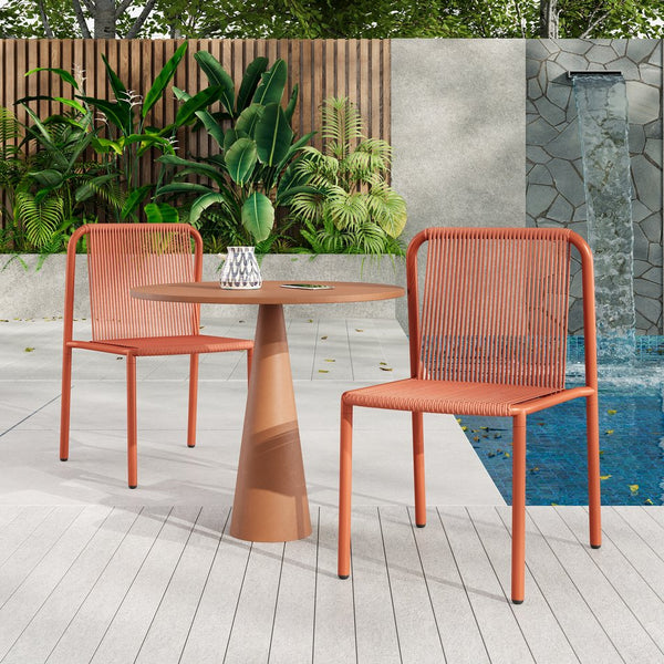 English Elm Christopher Knight Home® - Burgess Weather-Resistant Outdoor Stacking Dining Chair Set of 2 — UV-Proof PE Rattan with Iron Frame Orange 23.75 L x 20.9 W x 19.5 H N776P234186O