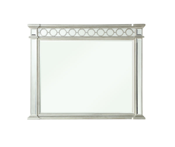 English Elm Varian Silver Mirrored Finished Designed Mirror with Beveled Edge, Sleek Synthetic Wood Frame, 36" B2726P261263