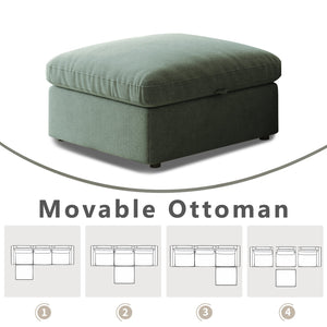 English Elm This modular cloud sofa offers adjustable reclining back, down-filled cushions, hidden storage and plush comfort for modern spaces Dark Green W3820S00006