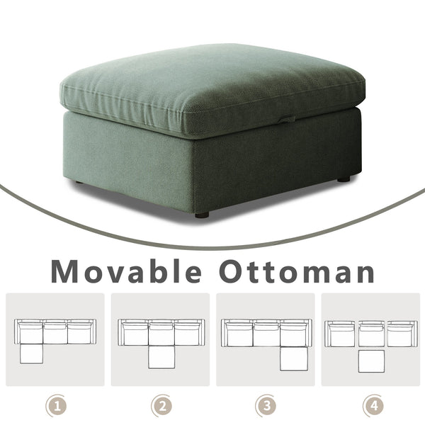 English Elm This modular cloud sofa offers adjustable reclining back, down-filled cushions, hidden storage and plush comfort for modern spaces Dark Green W3820S00006