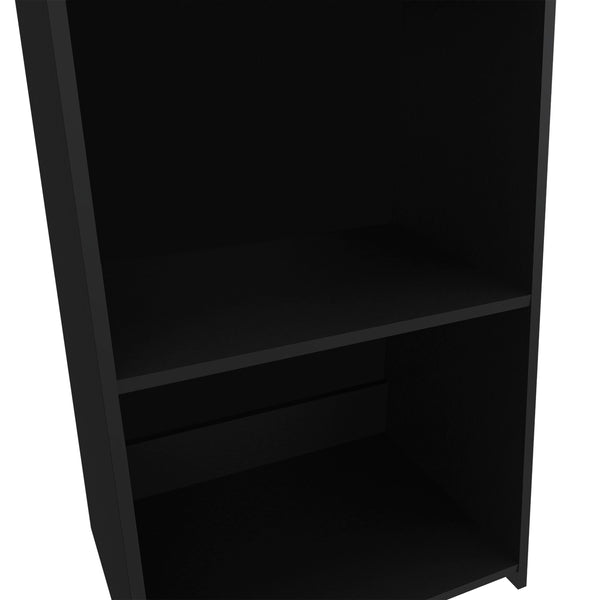 English Elm Anthem Three-Shelf Melamine Bookcase in Black — Spacious Open Shelves, Durable Modern Storage Unit B128P244988