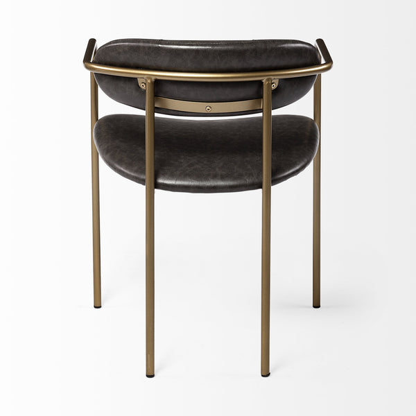 Homeroots Set Of Two Brown And Gold Upholstered Faux Leather Dining Arm Chairs  Metal 397466