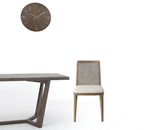 Homeroots Set Of Two Cream And Brown Upholstered Fabric Cross Back Side Chairs  Wood 397469