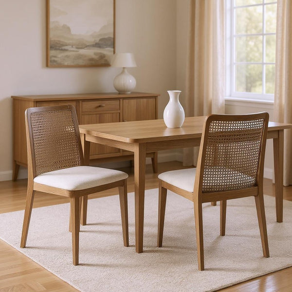 HomeRoots Set of Two Stylish Cream and Brown Upholstered Cross-Back Side Chairs for Modern Homes & Offices 397469