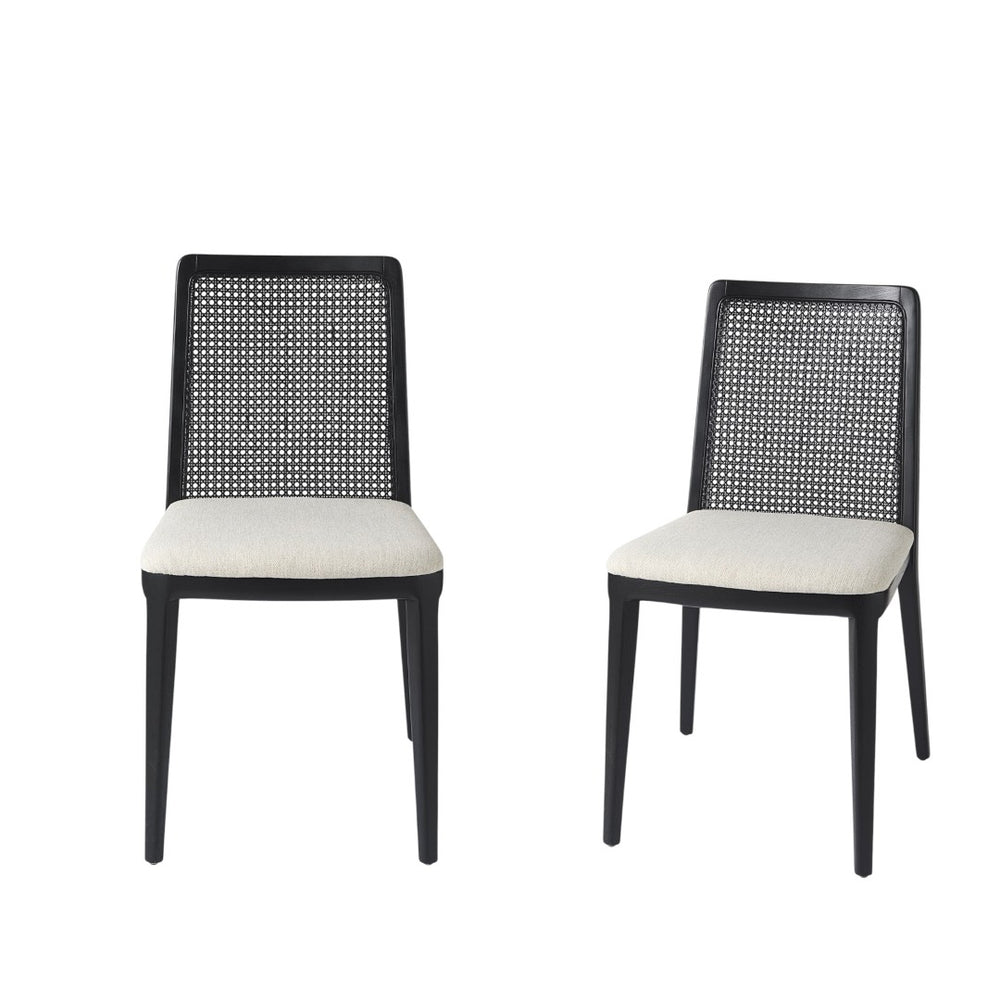 HomeRoots Set of Two Stylish Black Upholstered Fabric Cross-Back Dining Chairs for Modern Homes & Gatherings 397470