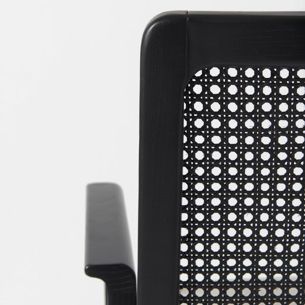 Homeroots Cream And Black Upholstered Fabric Dining Arm Chair  Wood 397474