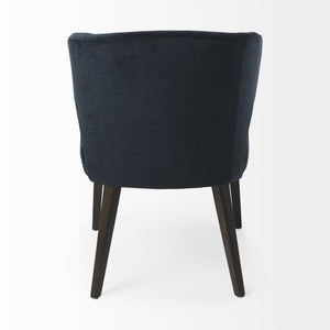 Homeroots Navy Blue And Black Wingback Dining Side Chair  Wood 397476