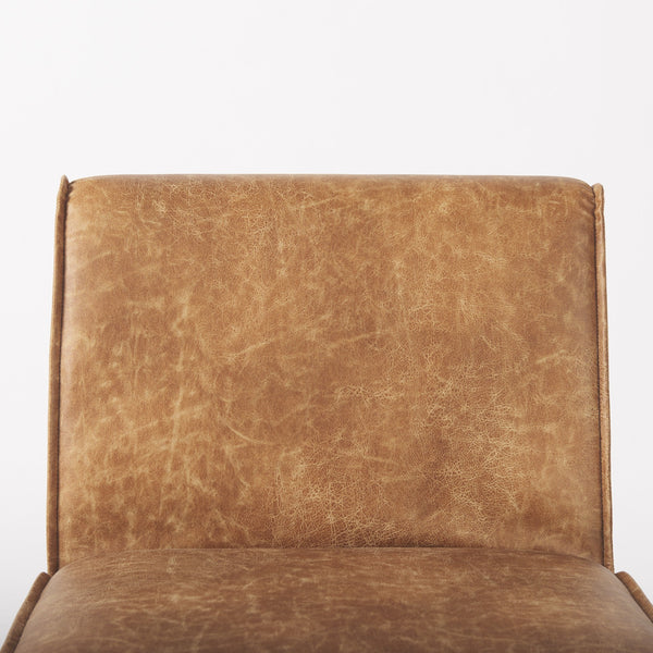 Homeroots Set Of Two Brown Upholstered Faux Leather Side Chairs With Wheels  Plastic 397479