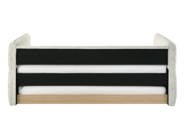 English Elm Luxurious Modern Daybed with Pull-Out Trundle, Button Tufted Upholstery and Nailhead Trim Comfort Elegance Light Gray 41.75 L x 41.63 W x 6.38 H B011S01715