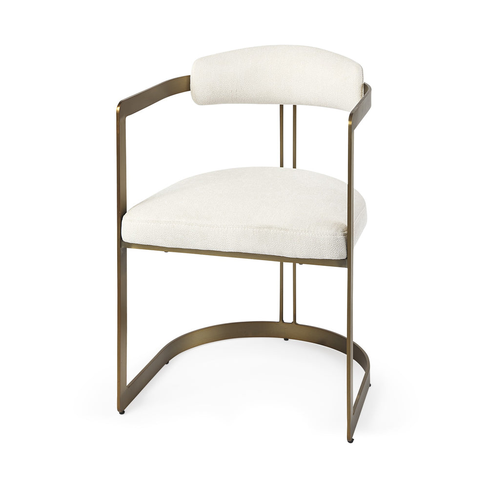 Homeroots White And Gold Upholstered Dining Arm Chair  Metal 397480