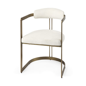 Homeroots White And Gold Upholstered Dining Arm Chair  Metal 397480
