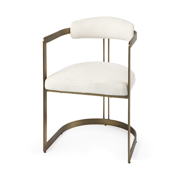 Homeroots White And Gold Upholstered Dining Arm Chair  Metal 397480