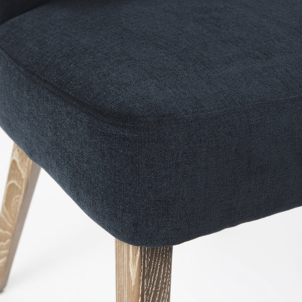 Homeroots Navy Blue And Brown Wingback Dining Side Chair  Wood 397483