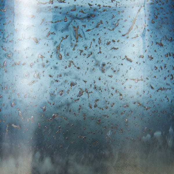 Homeroots 8" Artisan Blue And Gold Metallic Flat Bottom Vase  Crystal Glass 397485