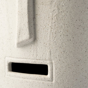 Homeroots 14" Bohemian Beige Happy Face Tribal Vase  Ceramic 397503