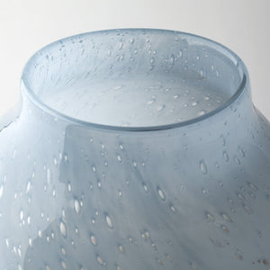 HomeRoots 15" Blue And Beige Abstract Cylinder Crystal Glass Vase – Modern Home Décor for Flowers & Accents 397504