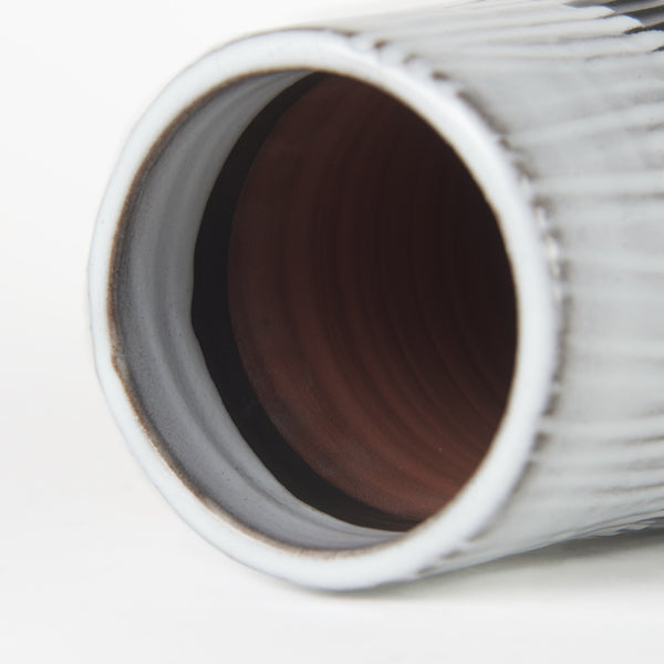 Homeroots 19" Black White And Gray Patterned Lines Ceramic Vase  Ceramic 397507