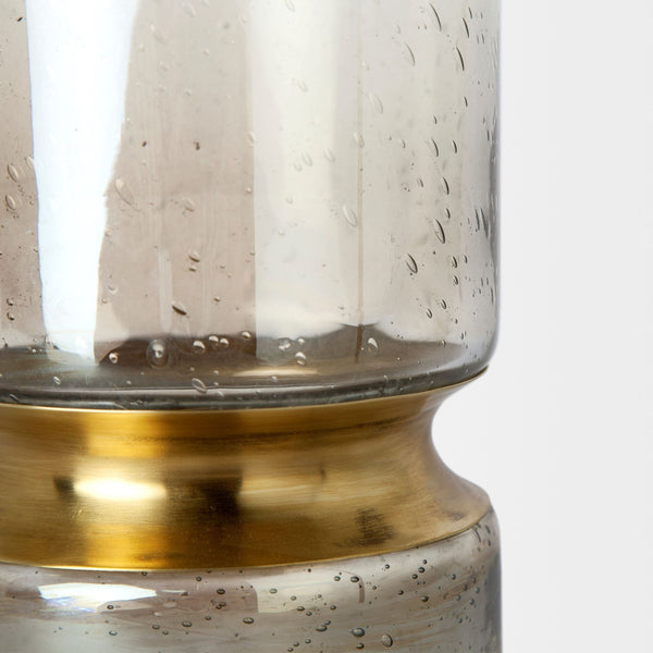 Homeroots 11" Smoked Bubble Glass Gold Accent Vase  Crystal Glass 397511