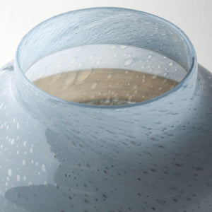 Homeroots 9" Blue And Brown Ocean Colored Bubble Glass Rounded Square Glass Vase  Crystal Glass 397522