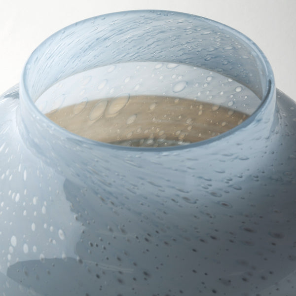 Homeroots 9" Blue And Brown Ocean Colored Bubble Glass Rounded Square Glass Vase  Crystal Glass 397522