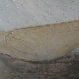 Homeroots 9" Blue And Brown Ocean Colored Bubble Glass Rounded Square Glass Vase  Crystal Glass 397522