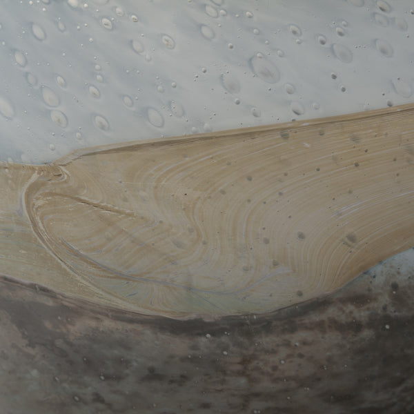 Homeroots 9" Blue And Brown Ocean Colored Bubble Glass Rounded Square Glass Vase  Crystal Glass 397522