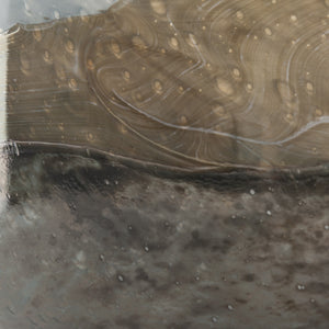 Homeroots 9" Blue And Brown Ocean Colored Bubble Glass Rounded Square Glass Vase  Crystal Glass 397522