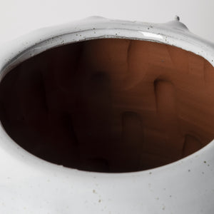 Homeroots 11" White Spiked Organic Glaze Large Mouth Ceramic Vase  Ceramic 397524