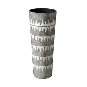 Homeroots Gray And White Tribal Pattern Vase  Ceramic 397534