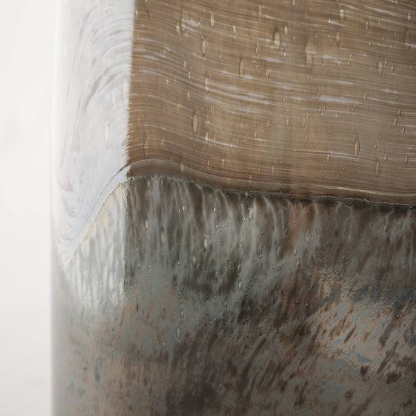 Homeroots 13" Ocean Wave Colored Bubble Glass Oval Urn Glass Vase  Crystal Glass 397537