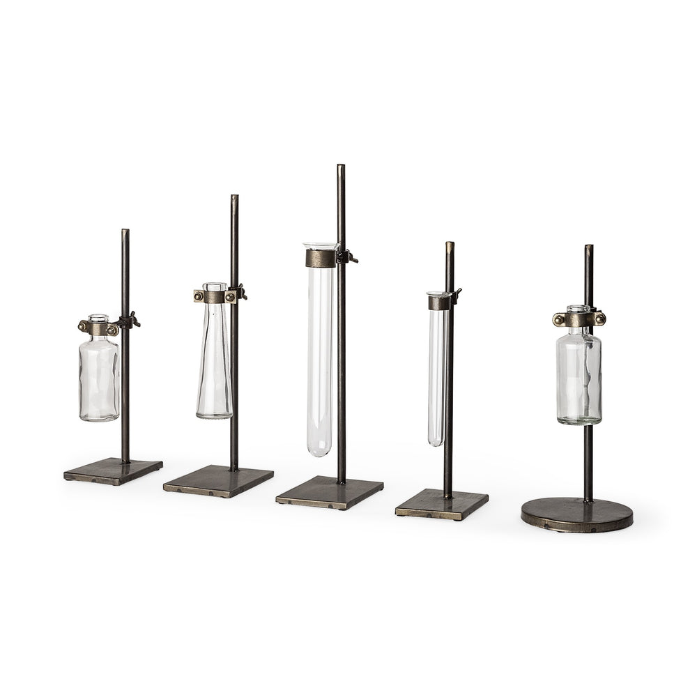 Homeroots Set Of Five Test Tube Vases With Metal Bases  Metal 397538