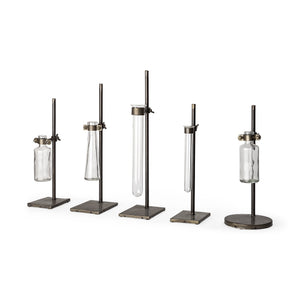 Homeroots Set Of Five Test Tube Vases With Metal Bases  Metal 397538