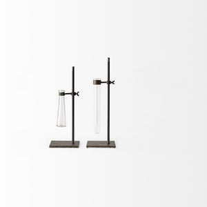 HomeRoots Set of Two Elegant Dark Brown Metal Cylinder Vases for Modern Decor, Perfect for Any Room Display 397538